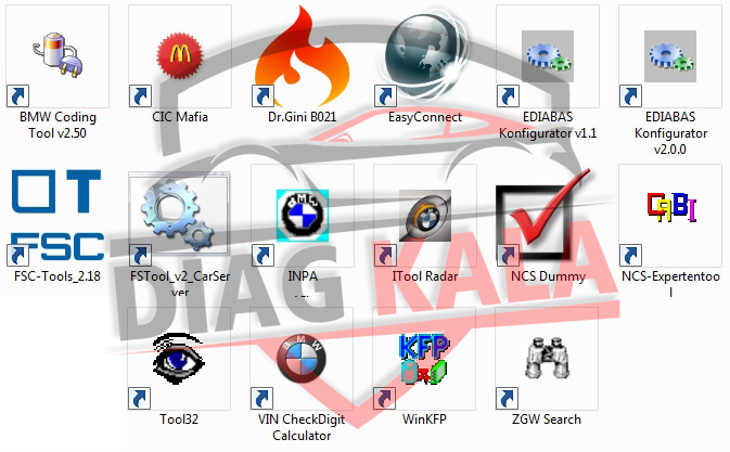 software list of BMW standard tools package